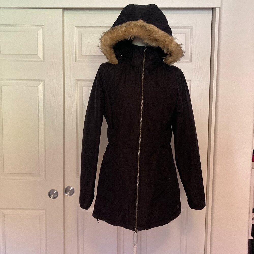 Mountain Hardware Women's Long Parka with Fur Lined Hood in Black